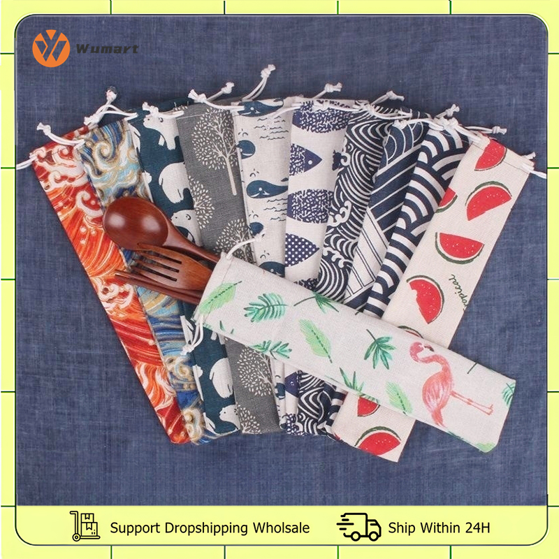 Portable Cutlery Bag Reusable  - Bamboo Cutlery Travel 리뷰 및 가격