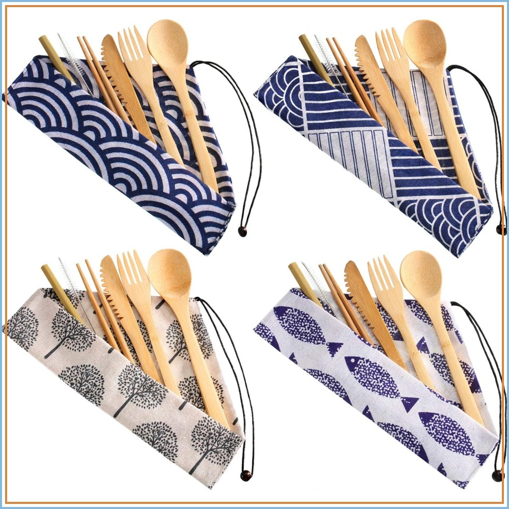 Boao 4 Sets Bamboo Utensils: R - Bamboo Cutlery Travel 리뷰 및 가격