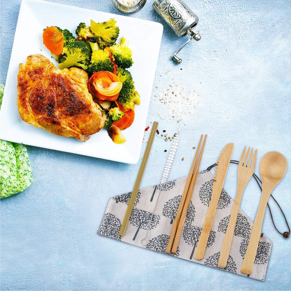 Boao 4 Sets Bamboo Utensils: R - Bamboo Cutlery Travel 리뷰 및 가격